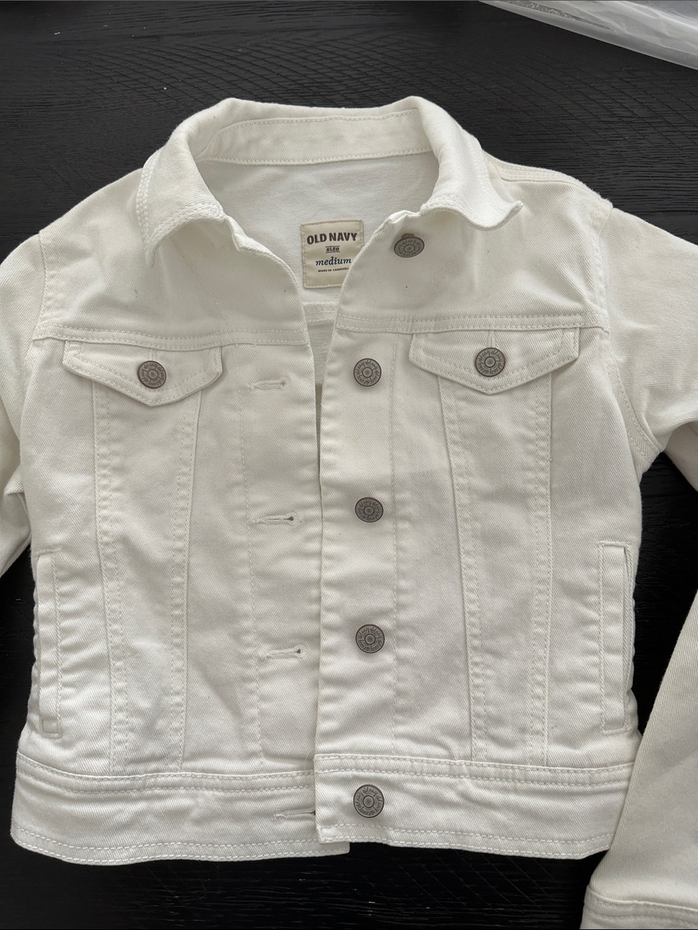 Old Navy White Kids Denim Jacket with Button Front